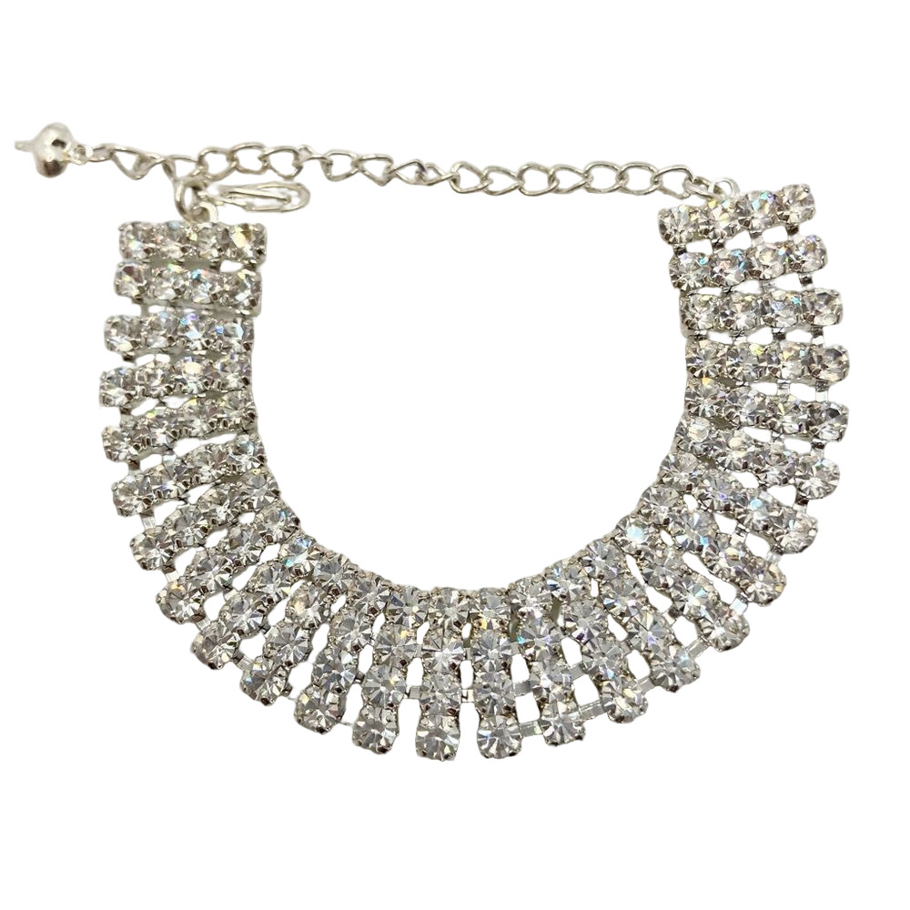 Adjustable rhinestone studded multistrand sparkle fancy bracelet
